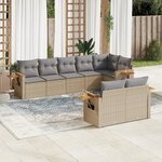 vidaXL Salon de jardin avec coussins 8 Pièces beige résine tressée