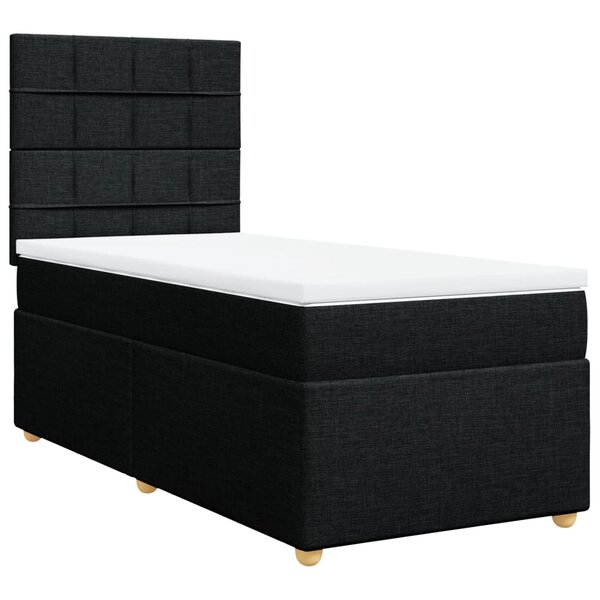 vidaXL Sommier à lattes de lit avec matelas Noir 100x200 cm Tissu