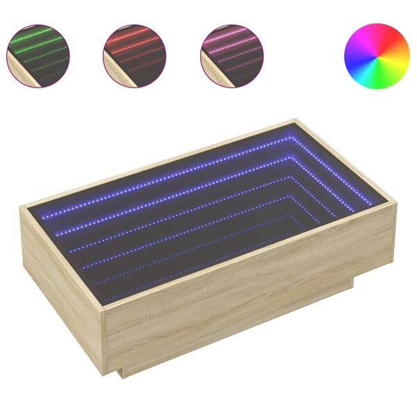 vidaXL Table basse avec LED chêne sonoma 90x50x30 cm bois d'ingénierie