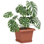 vidaXL Pots de plantes 6 Pièces Rouge brique 23 x 23 x 17 5 cm Plastique