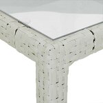 vidaXL Table de jardin 90x90x75cm Verre trempé et résine tressée Blanc
