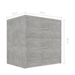 vidaXL Tables de chevet 2 Pièces Gris béton 40x30x40 cm Bois d'ingénierie