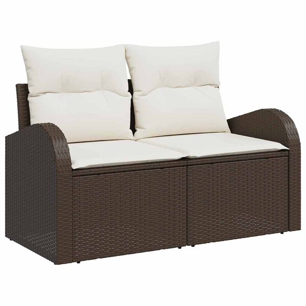 vidaXL Ensemble de canapé de jardin 5 Pièces Marron et Crème polyrotin