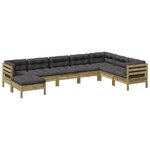 vidaXL Salon de jardin 8 Pièces avec coussins bois de pin imprégné