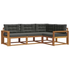 vidaXL Ensemble de canapés d'extérieur 4 pc Naturel et Anthracite