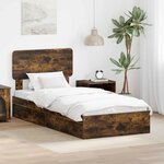 vidaXL Lit de Rangement Chêne fumé 90 x 190 cm Bois d'ingénierie