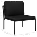 vidaXL Salon de jardin 6 Pièces avec coussins Noir PVC