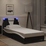 vidaXL Cadre de lit Viana avec LED sans matelas noir et blanc 90x190 cm