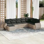vidaXL Salon de jardin 8 Pièces avec coussins gris clair résine tressée