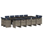 vidaXL Ensemble à manger de jardin avec coussins 15 Pièces résine tressée