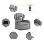 vidaXL Fauteuil de massage inclinable gris clair tissu