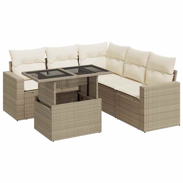 vidaXL Salon de jardin avec coussins 6 Pièces beige résine tressée