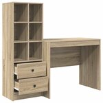 vidaXL Bureau avec tiroir avec étagère 2 Pièces Chêne Sonoma