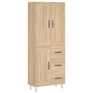 vidaXL Buffet haut Chêne sonoma 69 5x34x180 cm Bois d'ingénierie