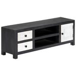 vidaXL Meuble TV sculpté à la main Gris et blanc 120x30x40 cm Manguier