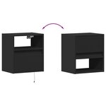 vidaXL Table de chevet murale avec lumières LED noir