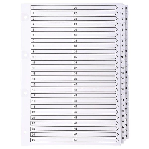 Intercalaires Imprimés À Touches Plastifiées - 50 Touches 1 À 50 - A4 - Blanc - X 4 - Exacompta