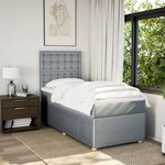 vidaXL Sommier à lattes de lit et matelas Gris clair 90x190 cm Tissu