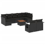 vidaXL Salon de jardin 10 Pièces avec coussins noir résine tressée