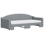 vidaXL Lit de jour avec gigogne et matelas gris clair 90x200 cm tissu