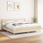 vidaXL Sommier à lattes de lit avec matelas Crème 200x200 cm Tissu