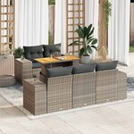 vidaXL Salon de jardin 6 Pièces avec coussins gris résine tressée