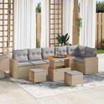 vidaXL Ensemble de canapé de jardin 9 Pièces Beige polyrotin