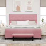 vidaXL Lit à Ressorts avec Matelas & Banc Rose 180x200 cm Velours