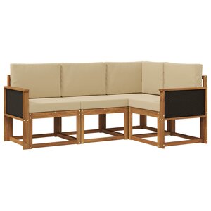vidaXL Ensemble de canapés d'extérieur 4 Pièces Naturel et Beige