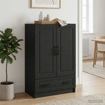 vidaXL Buffet avec tiroir Noir 66 x 34 5 x 92 cm Bois d'ingénierie