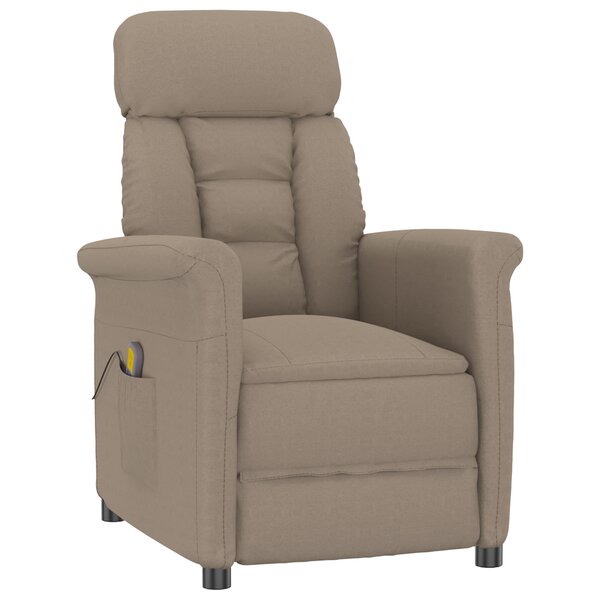 Fauteuil de massage vidaXL en tissu microfibre taupe