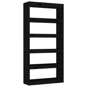 vidaXL Bibliothèque/Séparateur de pièce Noir 80x30x167 4 cm Pin massif