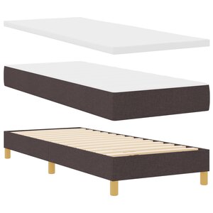 vidaXL Lit à sommier avec matelas - Marron foncé  80x200 cm  Tissu