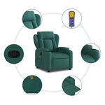 vidaXL Fauteuil inclinable de massage vert foncé tissu