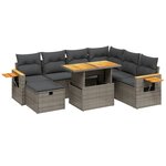 vidaXL Salon de jardin 8 Pièces avec coussins gris résine tressée