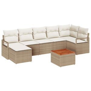 vidaXL Ensemble de canapé de jardin 8 Pièces Beige Poly rotin