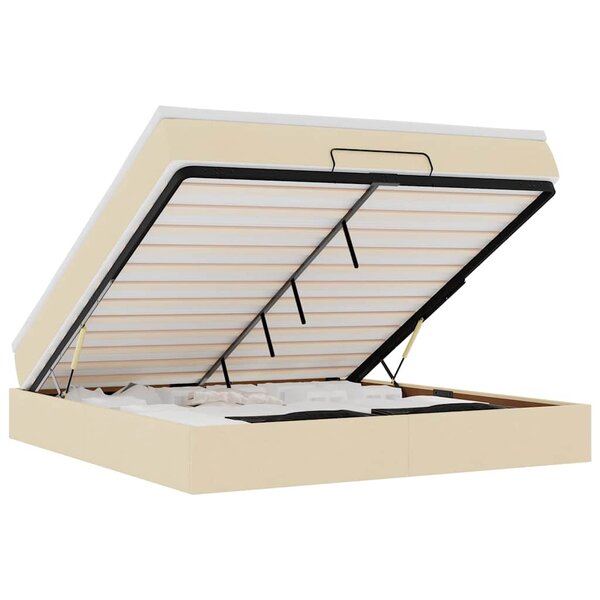 VidaXL Cadre de lit ottoman avec matelas crème 180x200 cm tissu