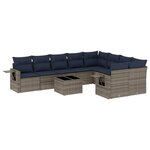 vidaXL Salon de jardin 10 Pièces avec coussins gris résine tressée
