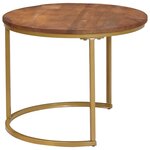 vidaXL Tables basses gigognes 3 Pièces Bois de mangue massif et acier