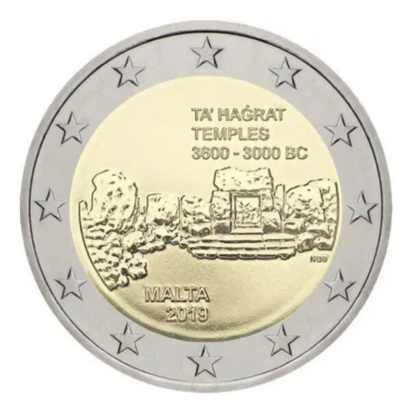 2 euros commémorative Malte 2019 UNC - Temples Ta Hagrat.