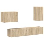 vidaXL Ensemble de meuble TV mural Montage mural 4 Pièces Chêne Sonoma