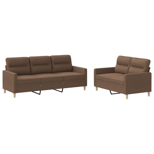 vidaXL Ensemble de canapés 2 Pièces avec coussins Marron Tissu
