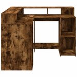 vidaXL Bureau et lumières LED chêne fumé 130x130x91cm bois ingénierie
