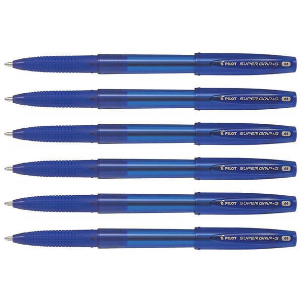 Stylo à bille SUPER GRIP G avec capuchon pointe moyenne bleu x 6 PILOT