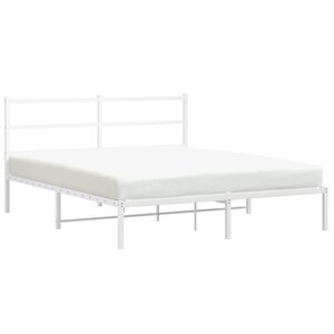 vidaXL Cadre de lit métal sans matelas et tête de lit blanc 160x200 cm