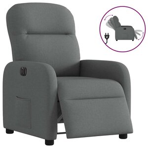 vidaXL Fauteuil inclinable électrique Gris foncé Tissu
