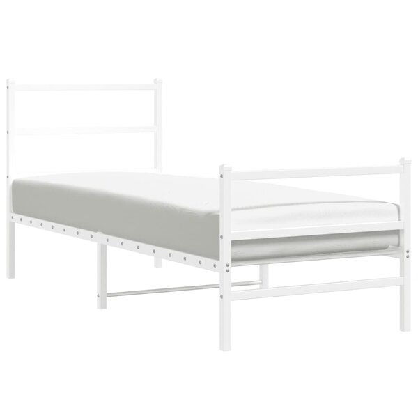 vidaXL Cadre de lit métal sans matelas avec pied de lit blanc 80x200cm