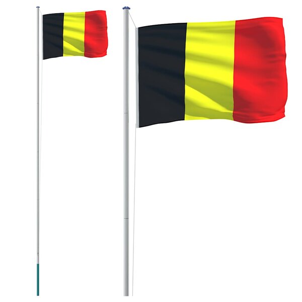 vidaXL Drapeau de la Belgique et mât 6 08 m Aluminium