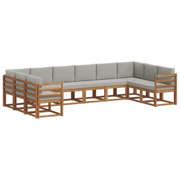 vidaXL Ensemble de canapés d'extérieur 10 Pièces Gris Naturel et Clair