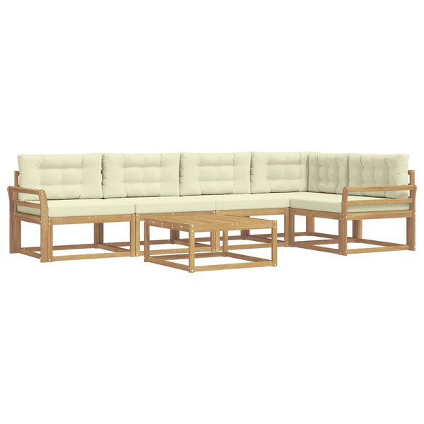 vidaXL Ensemble de canapés d'extérieur 6 pc Blanc et crème Polyester
